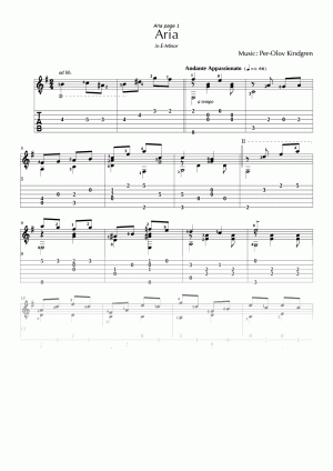 Aria in E-Minor (sheet music + TABs)