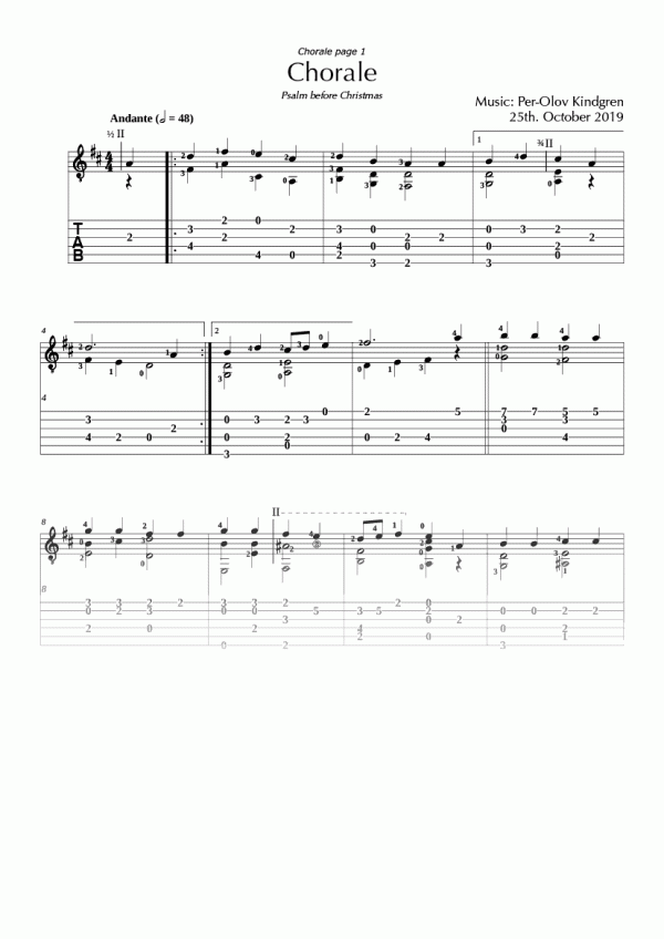 Chorale (A Christmas Psalm) (sheet music +  TABs)