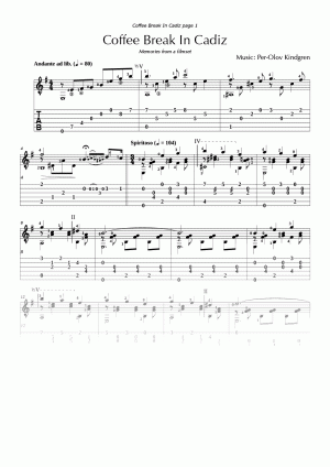 Coffee Break in Cádiz (sheet music + TABs)