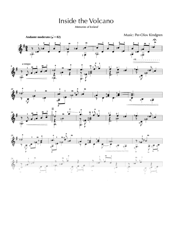 Inside The Volcano (sheet music)