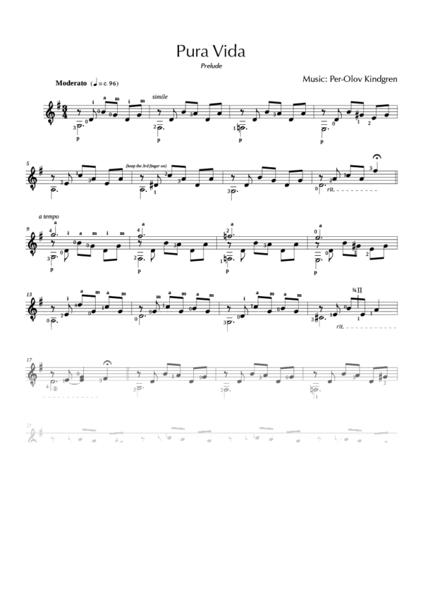 Pura Vida (sheet music)