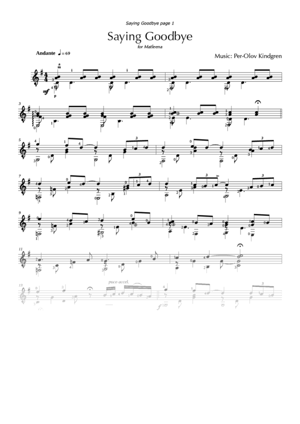 Saying Goodbye (sheet music)