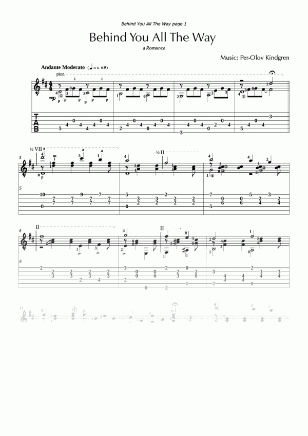 Behind You All The Way (sheet music + TABs)