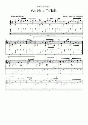 We Need To Talk (sheet music + TABs)