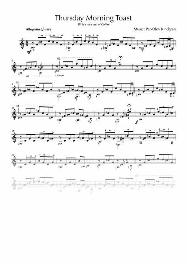 Thursday Morning Toast (sheet music)