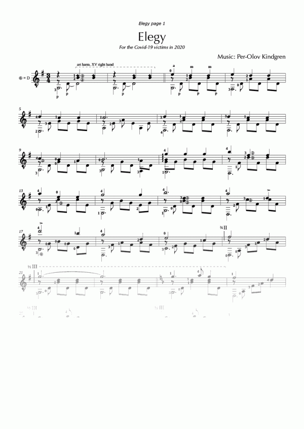 Elegy (For the Covid-19 victims in 2020) (sheet music)