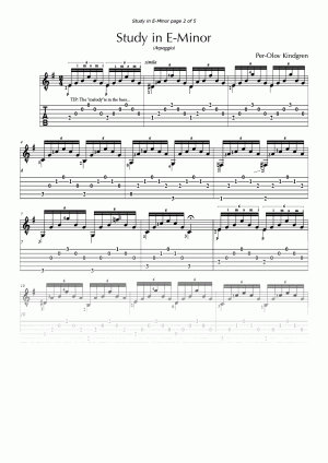 Arpeggio study in E-Minor (Kindgren) (sheet music + TABs)