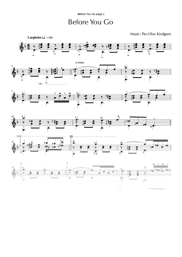 Before You Go (sheet music)
