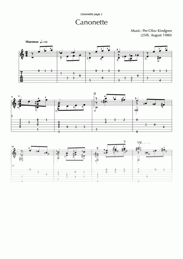 Canonette (sheet music + TABs)