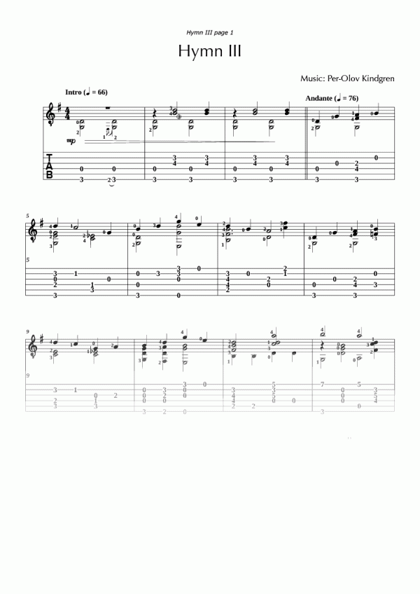 Three Hymns (sheet music + TABs) - Image 2