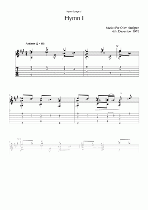 Three Hymns (sheet music + TABs)