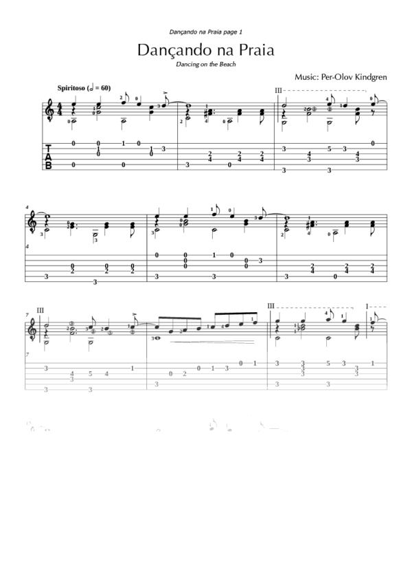 Dançando na Praia (sheet music + TABs)