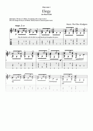 Elegy (for Planet Earth) (sheet music + TABs)