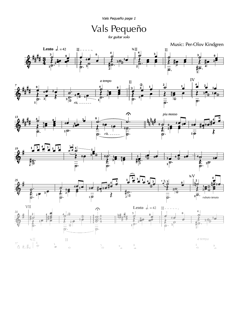 Vals Pequeño (sheet music)