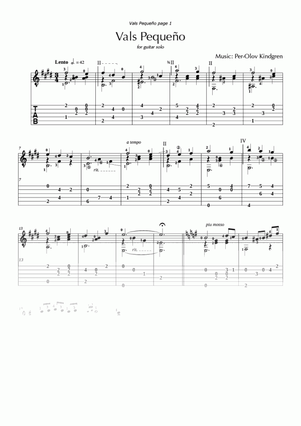 Vals Pequeño (sheet music + TABs)