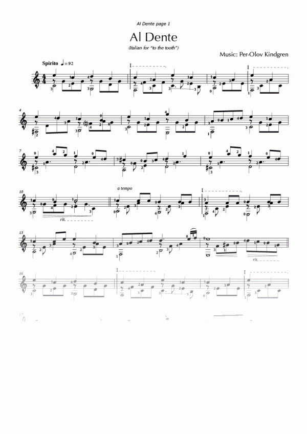 Al Dente (sheet music)