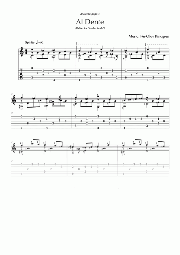 Al Dente (sheet music + TABs)