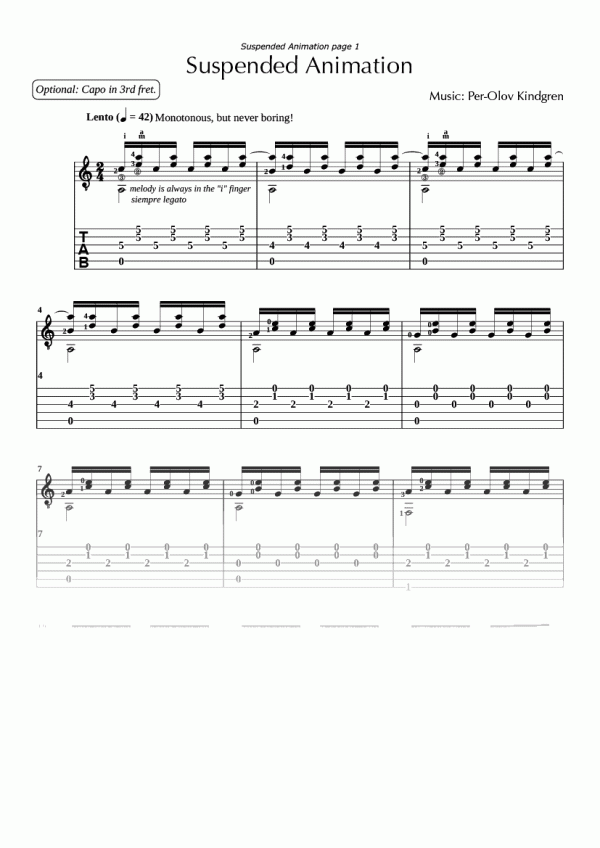 Suspended Animation (sheet music + TAB)
