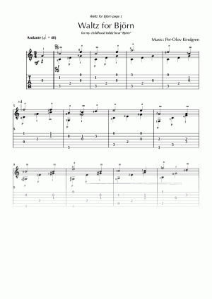 Waltz for Björn (sheet music + TAB)