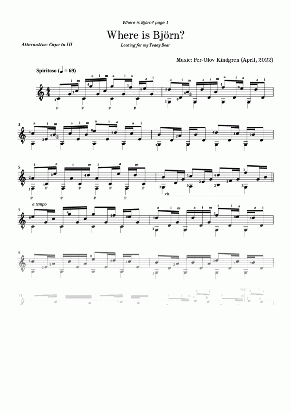 Where is Björn (sheet music)