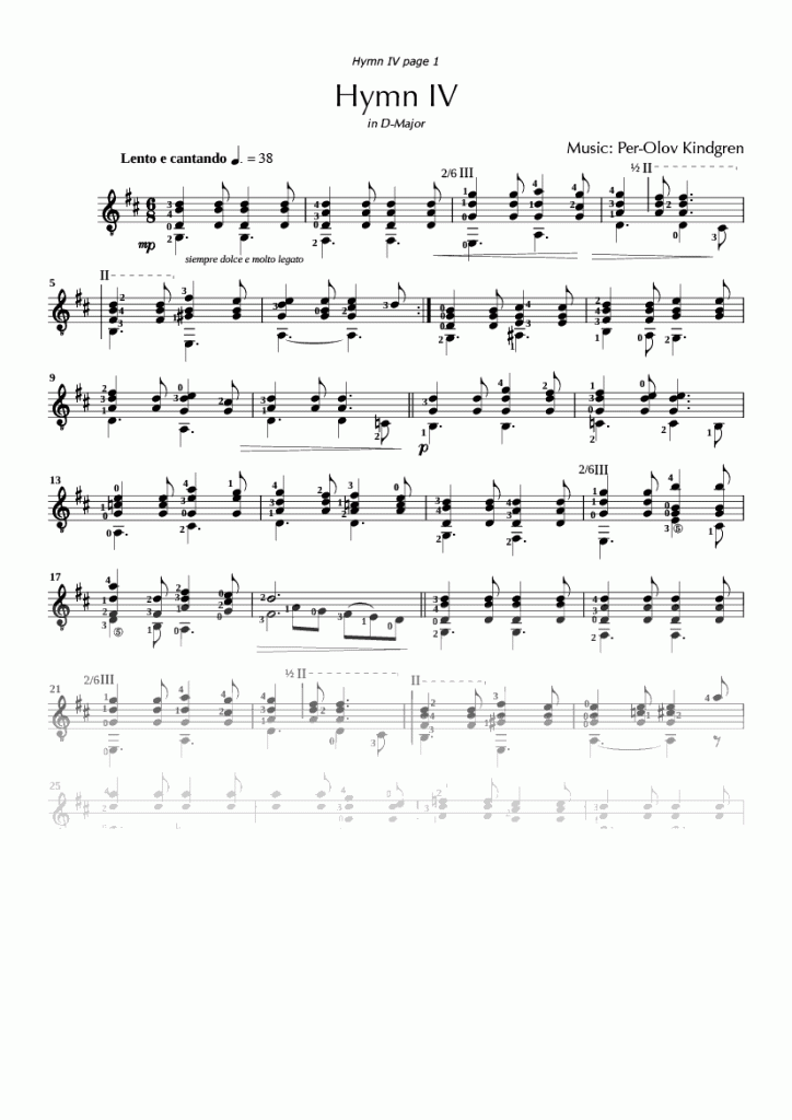 Hymn No. 4 (sheet music) – PER-OLOV KINDGREN MUSIC ONLINE
