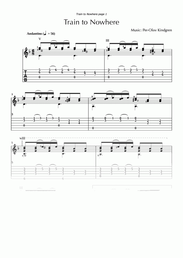 Train To Nowhere (sheet music + TAB)