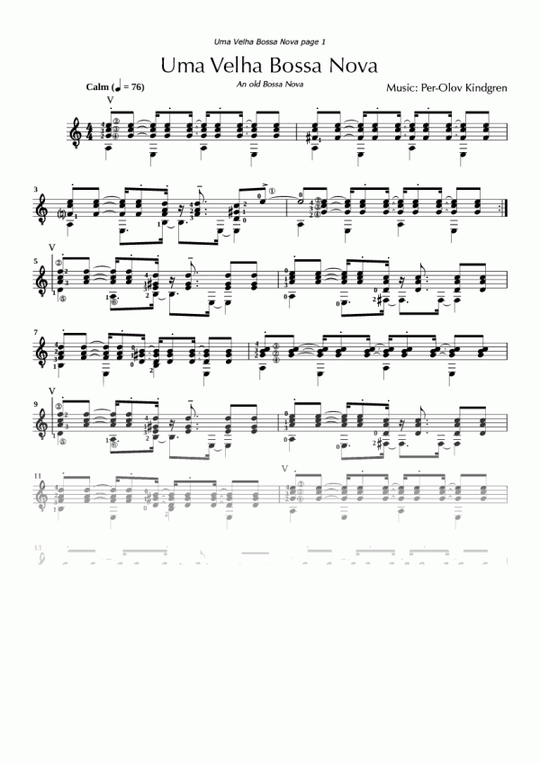 Uma Velha Bossa Nova (sheet music)