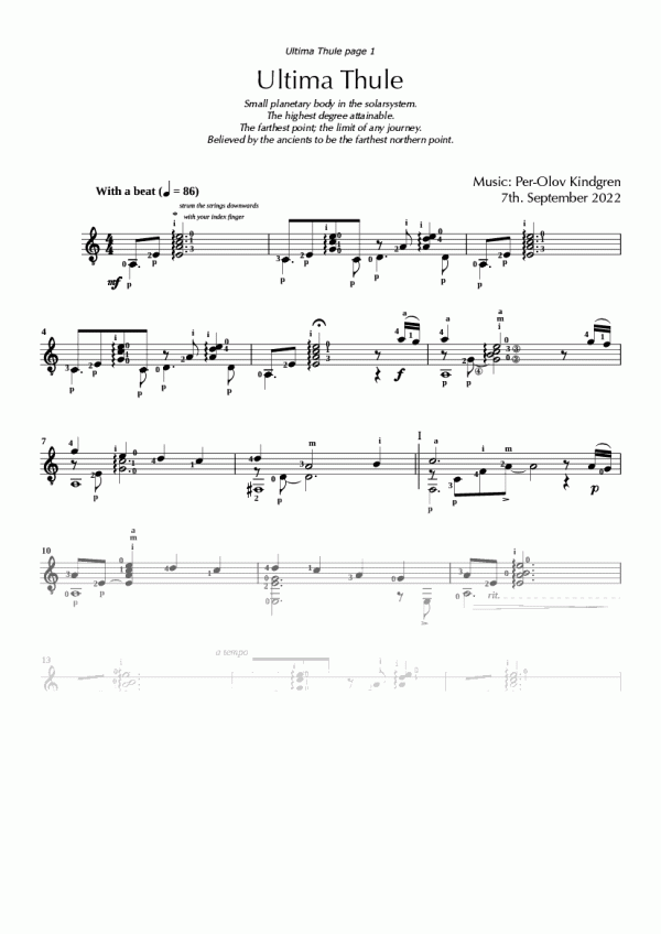 Ultima Thule (sheet music)