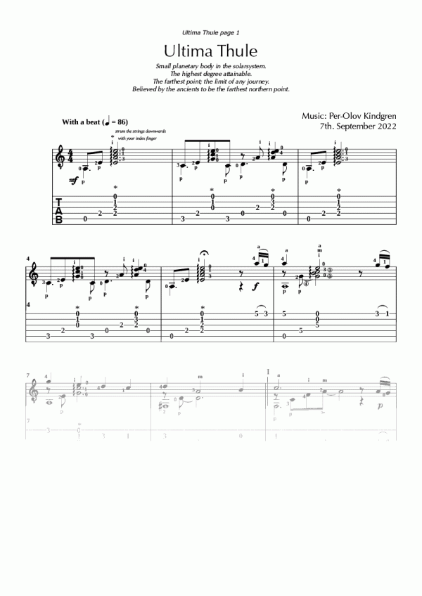 Ultima Thule (sheet music + TABs)
