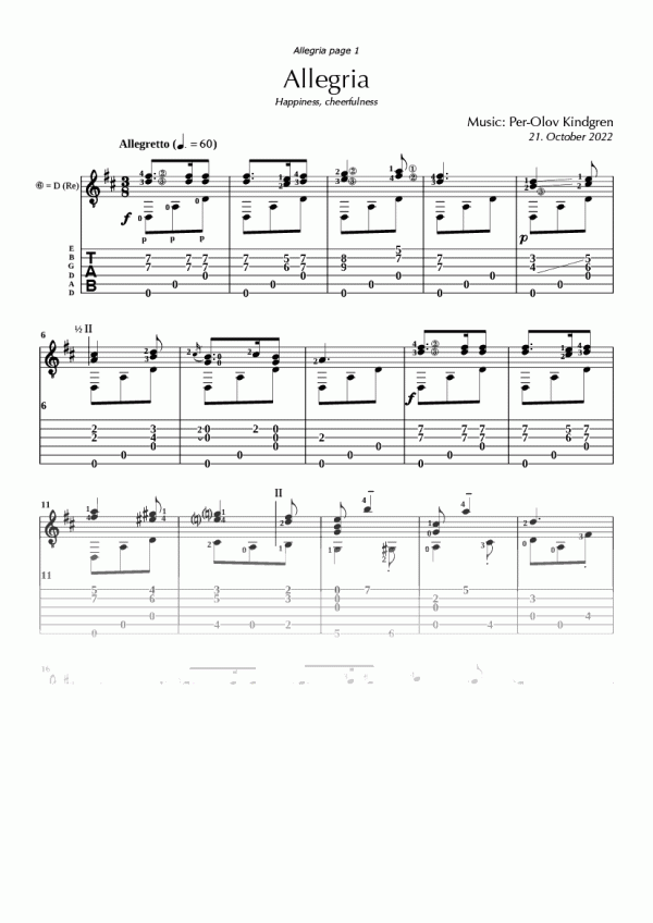 Allegria (sheet music + TABs)