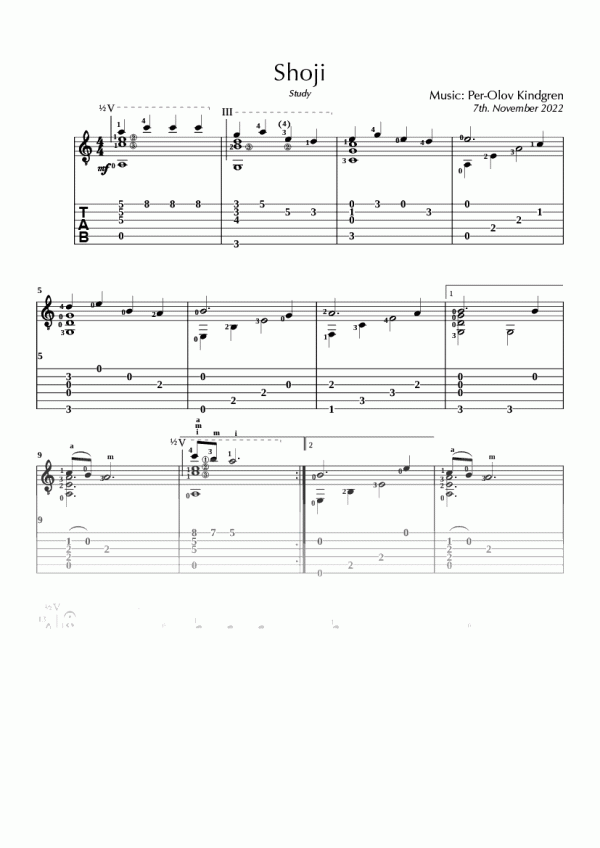 Shoji (sheet music + TABs)