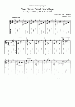 We Never Said Goodbye (sheet music + TAB)