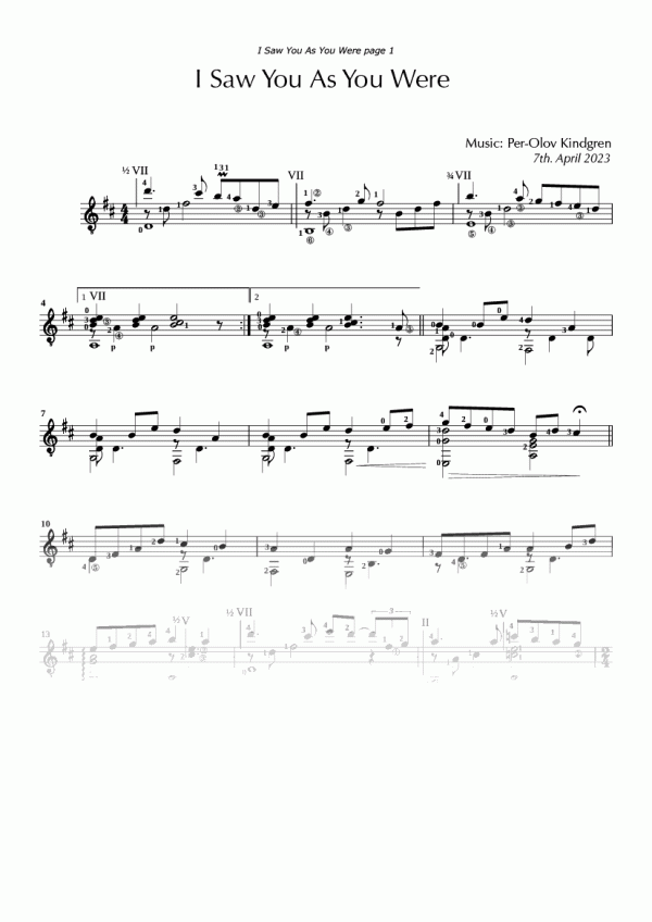 I Saw You As You Were (sheet music)