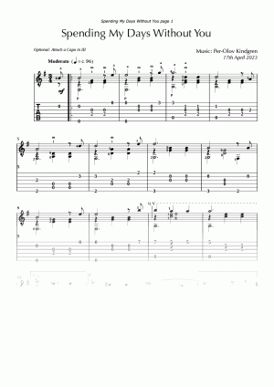 Spending My Days Without You (sheet music + TAB)