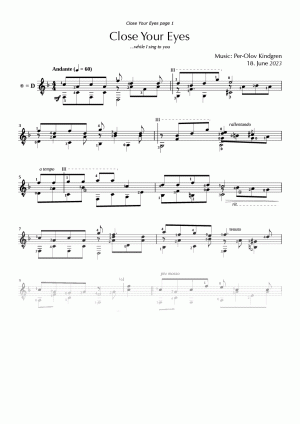 Close Your Eyes (sheet music)
