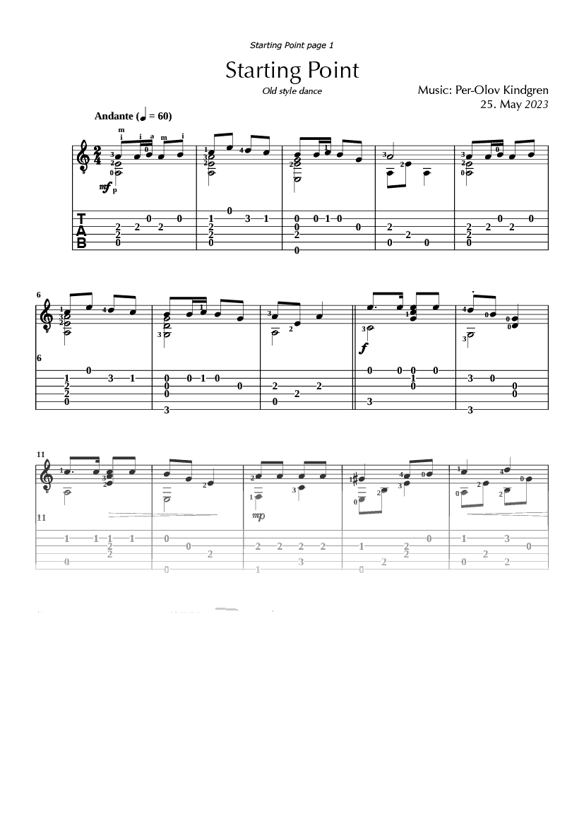 Starting Point (sheet music + TAB)
