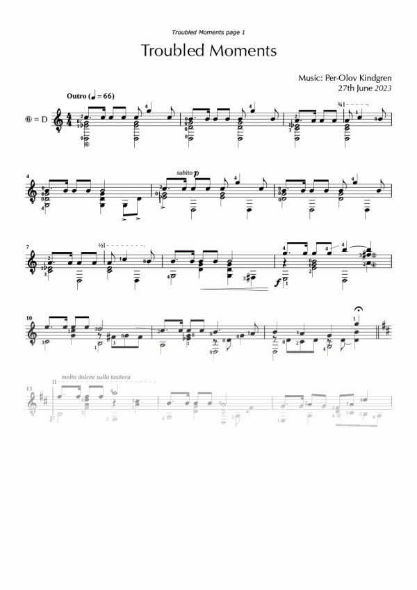 Troubled Moments (sheet music)