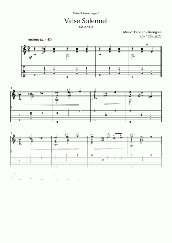 Valse Solennel Op. 2 No. 2 (sheet music + TABs)