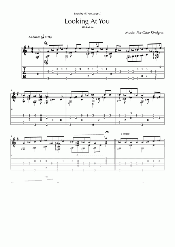 Looking at You (sheet music + TABs)