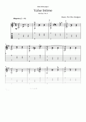 Vals Intime Op. 2 No. 4 (sheet music + TABs)