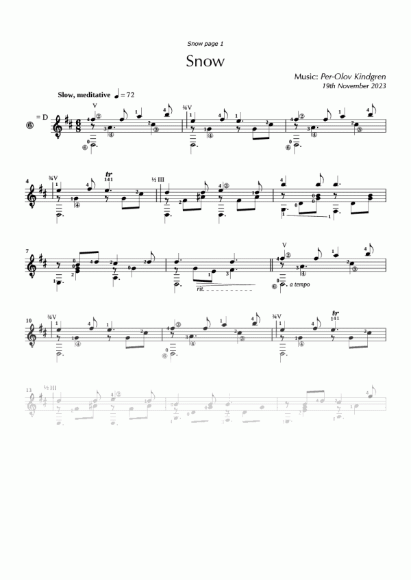 Snow (sheet music)