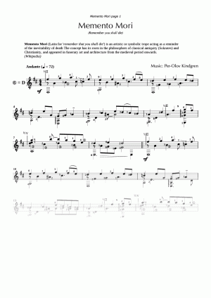 Memento Mori (sheet music)