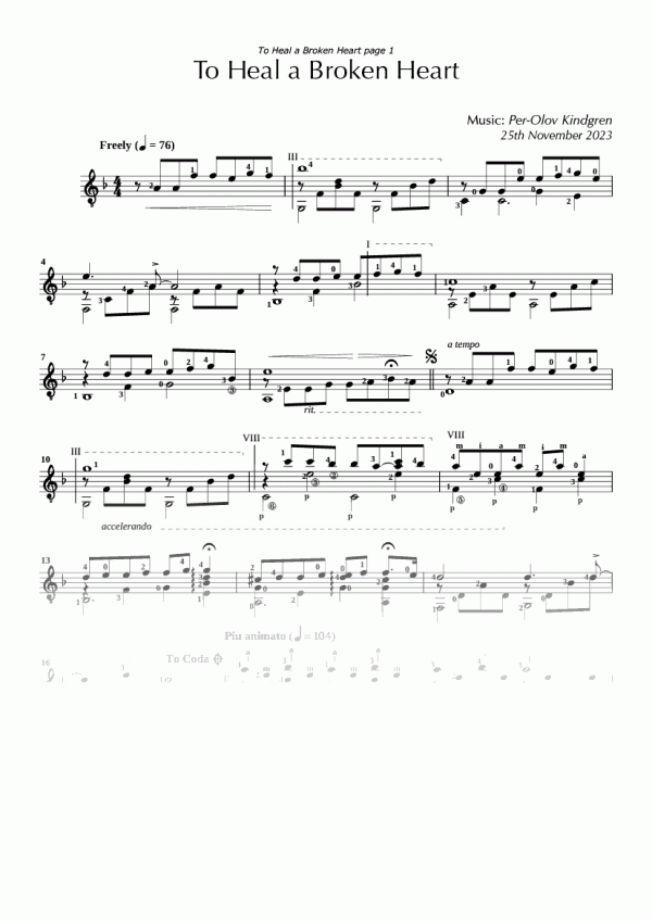 To Heal a Broken Heart (sheet music)