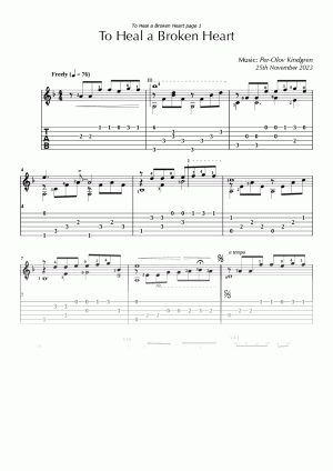 To Heal a Broken Heart (sheet music + TABs)