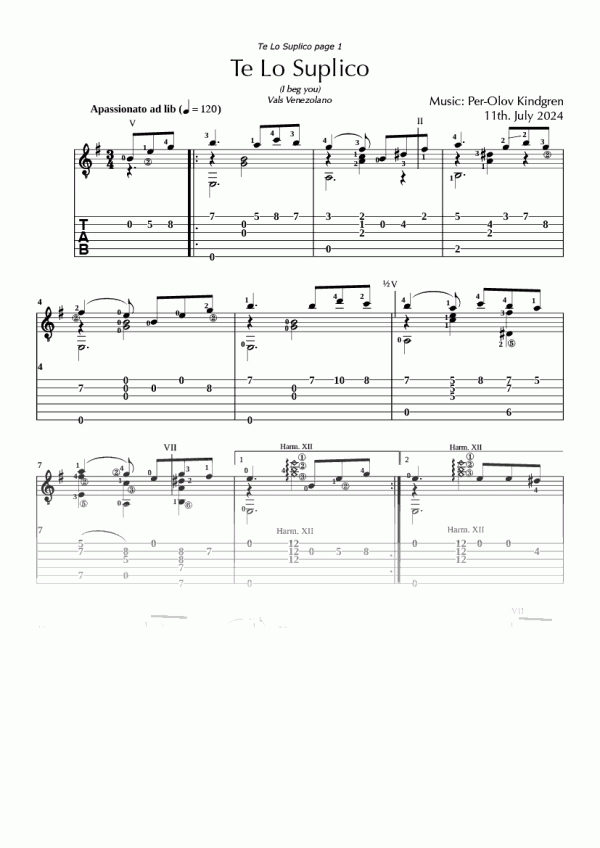 Te Lo Suplico (sheet music + TABs)