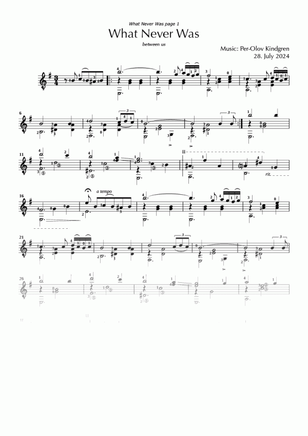 What Never Was (between us) (sheet music)