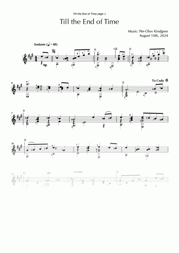 Till the End of Time (sheet music)