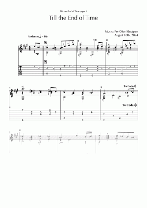 Till the End of Time (sheet music + TABs)