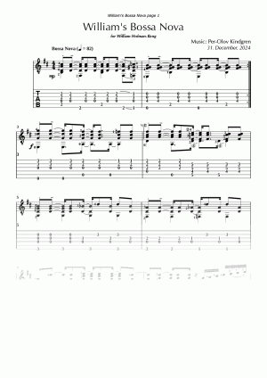 William's Bossa Nova (sheet music + Tabs)