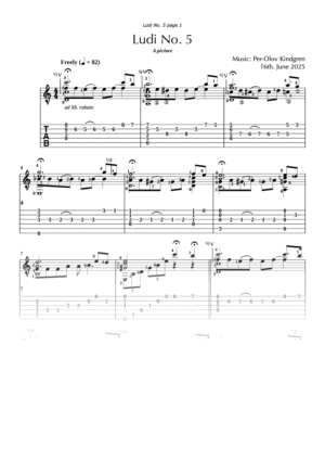 Ludi No. 5 (sheet music + TABs)